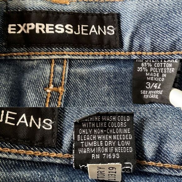 Express Blue Distressed Custom Cutoff Denim Jean Shorts 3/4 - Picture 4 of 5